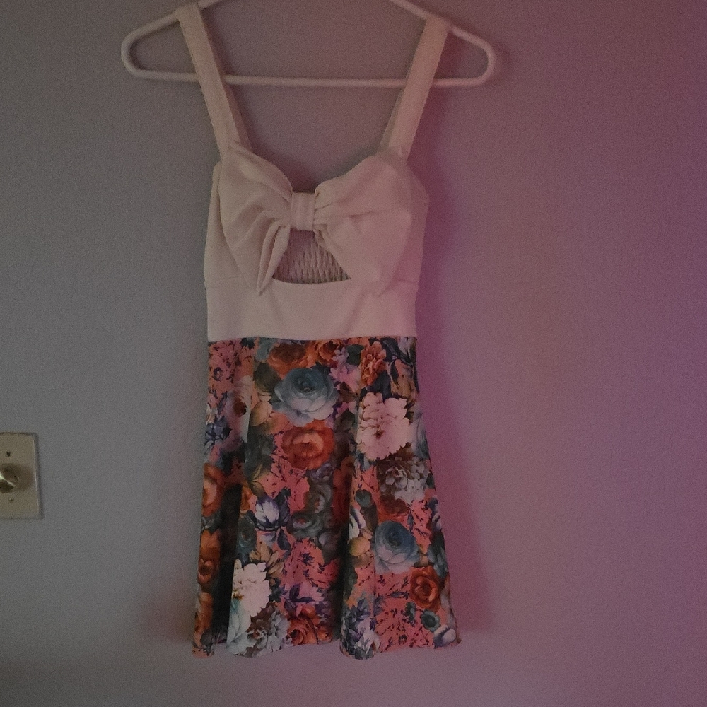 Source Unknown White and Floral Kids Dress